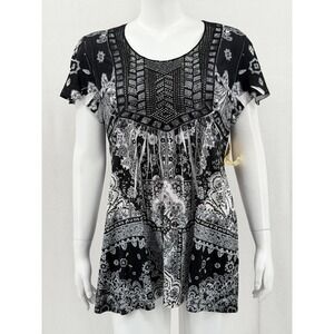 ONE WORLD Black and White Tunic Top